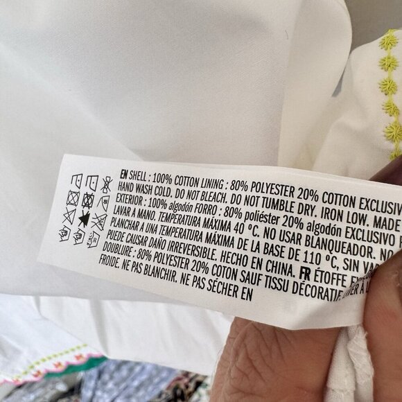 English Factory Floral Embroidered Collard Mini Dress White Size Medium - Picture 8 of 9